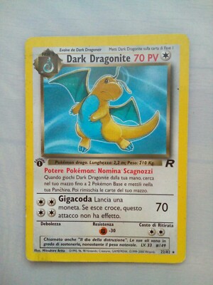 Dark Dragonite 1 first Edition italienisch Pokemon Karte Team Rocket 22/82