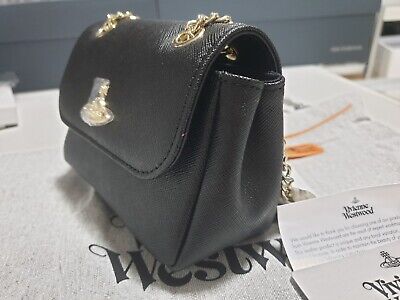 Vivienne Westwood Small Purse with Chain Bag Leather Black Vivienne Westwood Small Purse with Chain Bag Leather Black