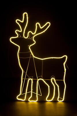 Neon Lichtschlauch Silhouette Weihnachten stehend Rentier Außen Wand Garten Deko