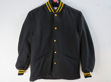Vintage DeLong Lettermans Varsity Jacket Black/Yellow Size 20 NOS