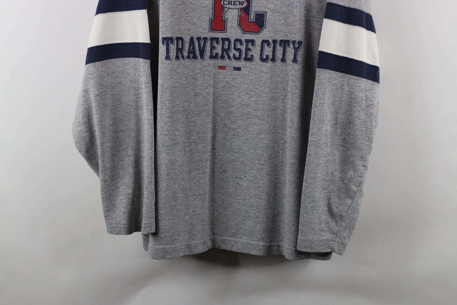 FILA T shirt canottaggio vintage anni 90 uomo grande sbiadita Spell Out Traverse City Michigan Crew