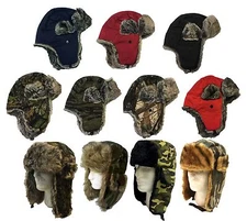 Winter Camoflage Solid Trooper Ski Hat Men's Faux Fur Hat cap-Soft Warm Aviator
