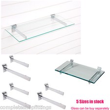 SLATWALL GLASS SHELF BRACKETS (pair) SLATBOARD WITH SUCTION CUP FOR HOLD GLASS