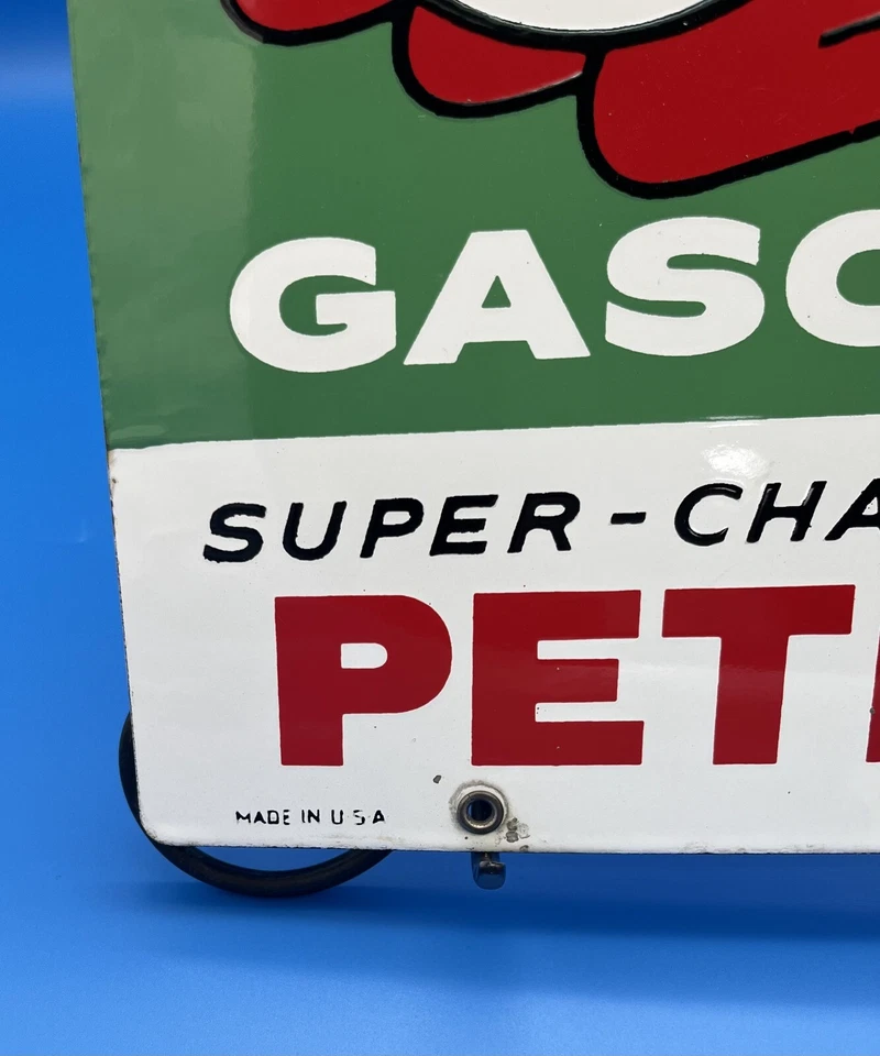 Letrero original 1962 Texaco Sky Chief gasolina Petrox porcelana bomba placa bonito Foto 3 de 4