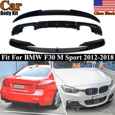 Front Splitter+ Rear Trunk Spoiler+Rear Diffuser For BMW F30 2012-2018 M Spoort