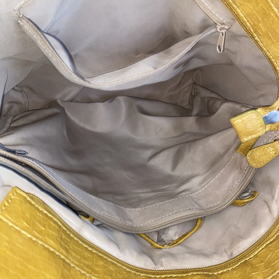 Bolsa tote feminina Nine West estampa animal alça dupla amarela ocre anual - Imagem 4 de 4