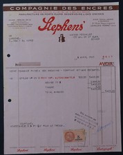 Invoice PARIS 1945 INKS STEPHENS PENS writing nibs ink billhead 153
