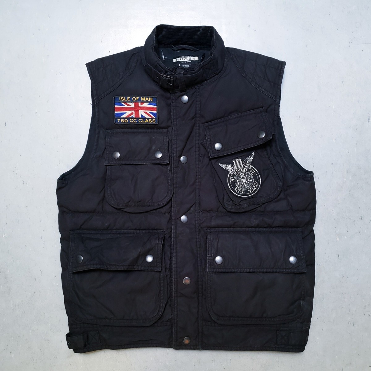 NEW Ralph Lauren RUGBY ISLES OF MAN Vest Down Filled Waxed Cotton