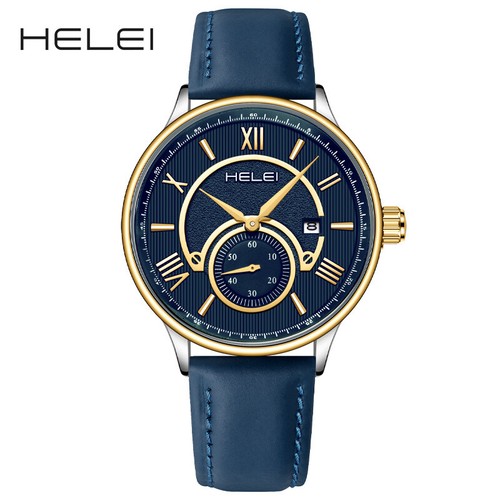 Helei Men's Business Quartz Watch Roman Characters Watch Popular 41.5mm