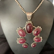 Navajo Purple Spiny Oyster Pendant Necklace Naja Sterling Silver 20" 13989