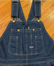 Vtg Big Smith Carpenter Overalls Blue Denim Work Bibs Men Large Farm Ranch USA