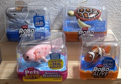 ZURU Robo Alive Pets Alive Lot Of 4 Shark Turtle Fish Axolotl New In Box Sealed