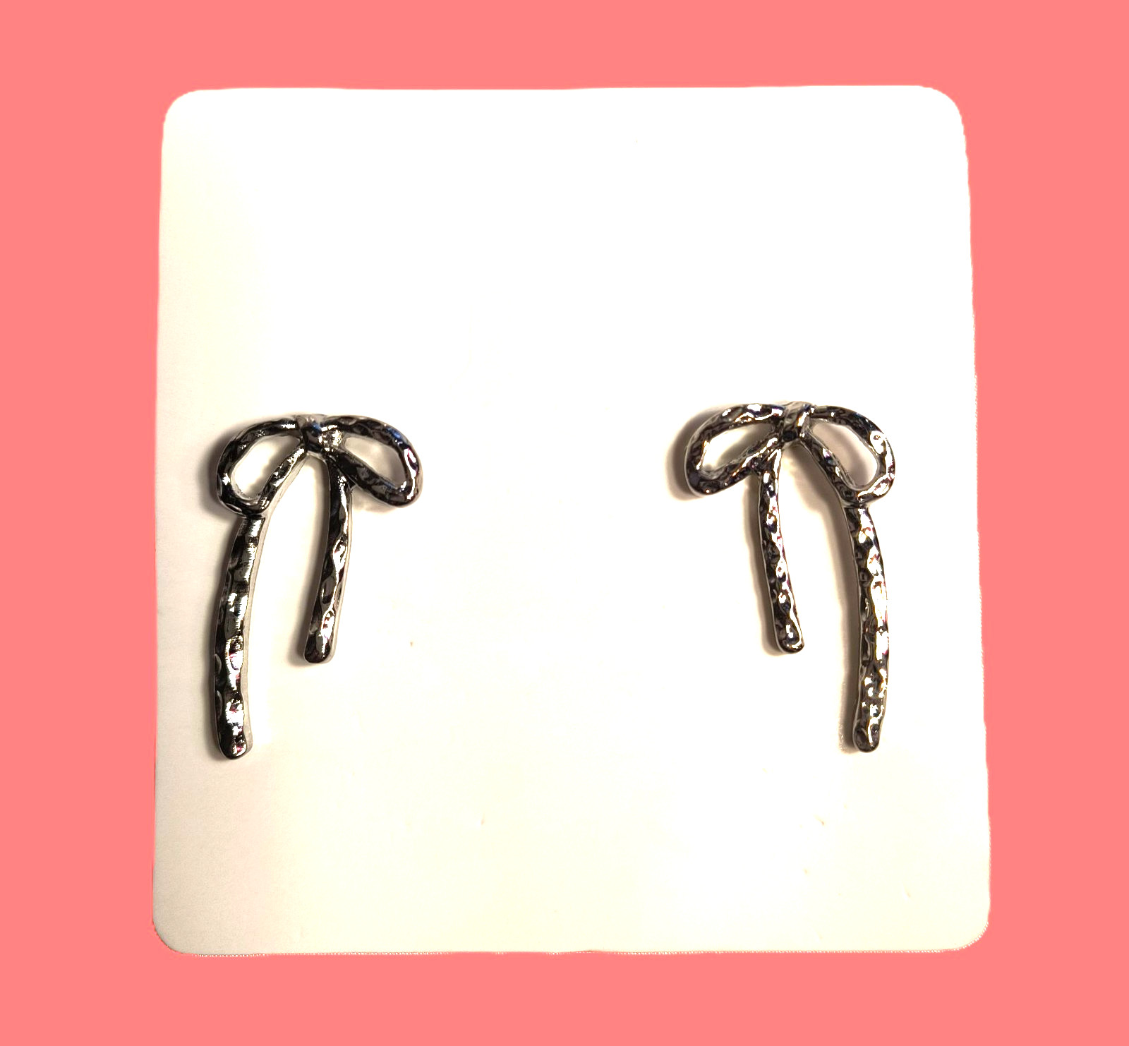 Silvertone Bow Stud/Post Earrings for Pierced Ear… - image 13