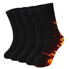 Thermal Warm Boot Socks for Women, 5 Pairs Winter Thick Cozy Hiking 01-black 5