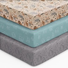 Baby Crib Sheets for Boys Girls, 28x52x8in Fitted Crib Sheet Neutral 3 Pack f...