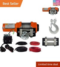3000 lbs Waterproof Electric Winch Wire Rope 24V DC- 1-Speed, Heavy-Duty Stee...