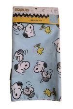 PEANUTS SNOOPY WOODSTOCK BANDANA SCARF HANDKERCHIEF LT. BLUE 21” X 21” NEW!