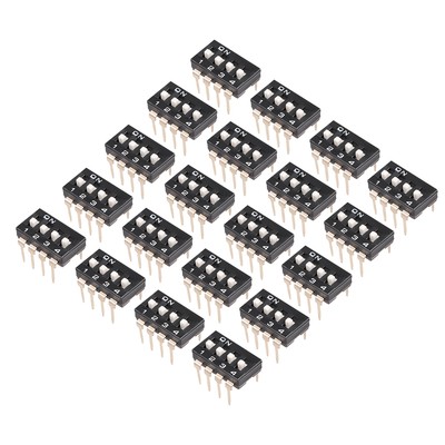 20 Pcs Black DIP Switch 1 2 3 4 Positions 2.54mm Pitch for Circuit Breadboards