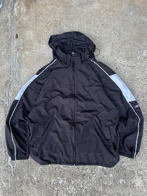 90s/00s vintage REEBOK Jacket Mens XL Full Zip Black Windbreaker