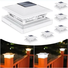 2/4 Pack Solar Post Cap Lights For 4x4 Outdoor Waterproof LED Deck Fence Light