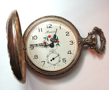 VTG SWISS ARNEX INCABLOC POCKET WATCH 17'J STEM SET DOG  DUCK HUNTING CASE 47MM