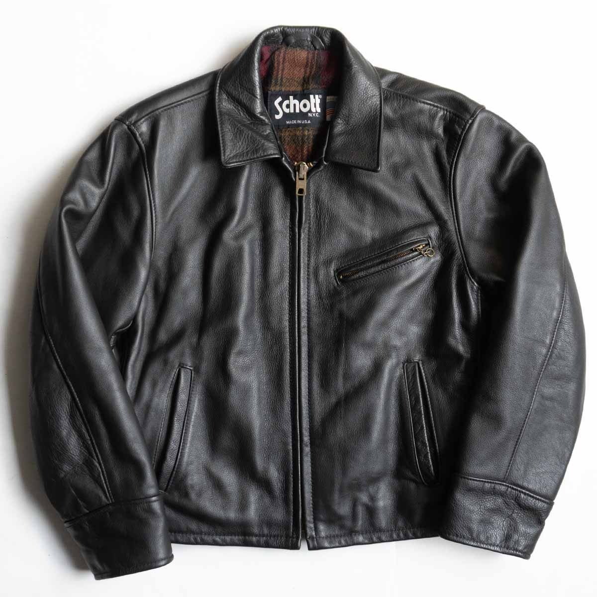 Schott 681 Single Riders Leather Jacket Men's Black Size 40