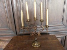 Antiker 5-flammiger Bronze Messing  Kerzenleuchter Jugendstil um 1900 – 20×18 cm