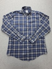 Brooks Brothers Dress Shirt Mens Large Blue Plaid Regent Non Iron Supima Cotton