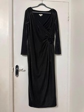 Grey Velvet Evening Dress UK 14 Ruched Sequin Side Detail Party Occasion