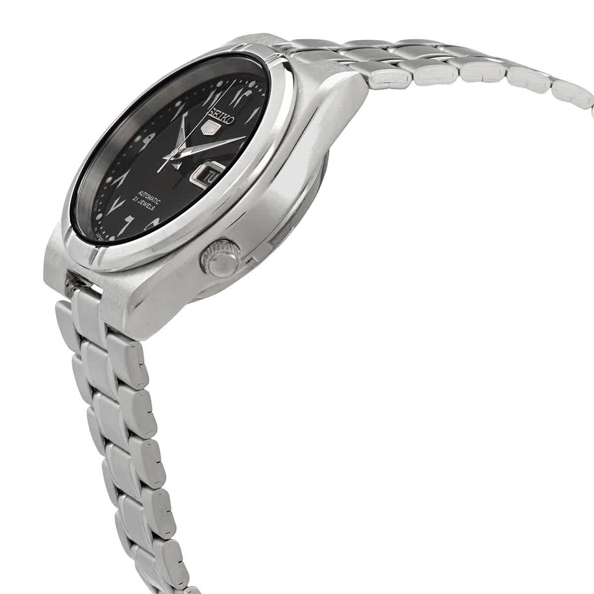 Seiko 5 Automatic Black Arabic Dial Stainless Steel Men's Watch