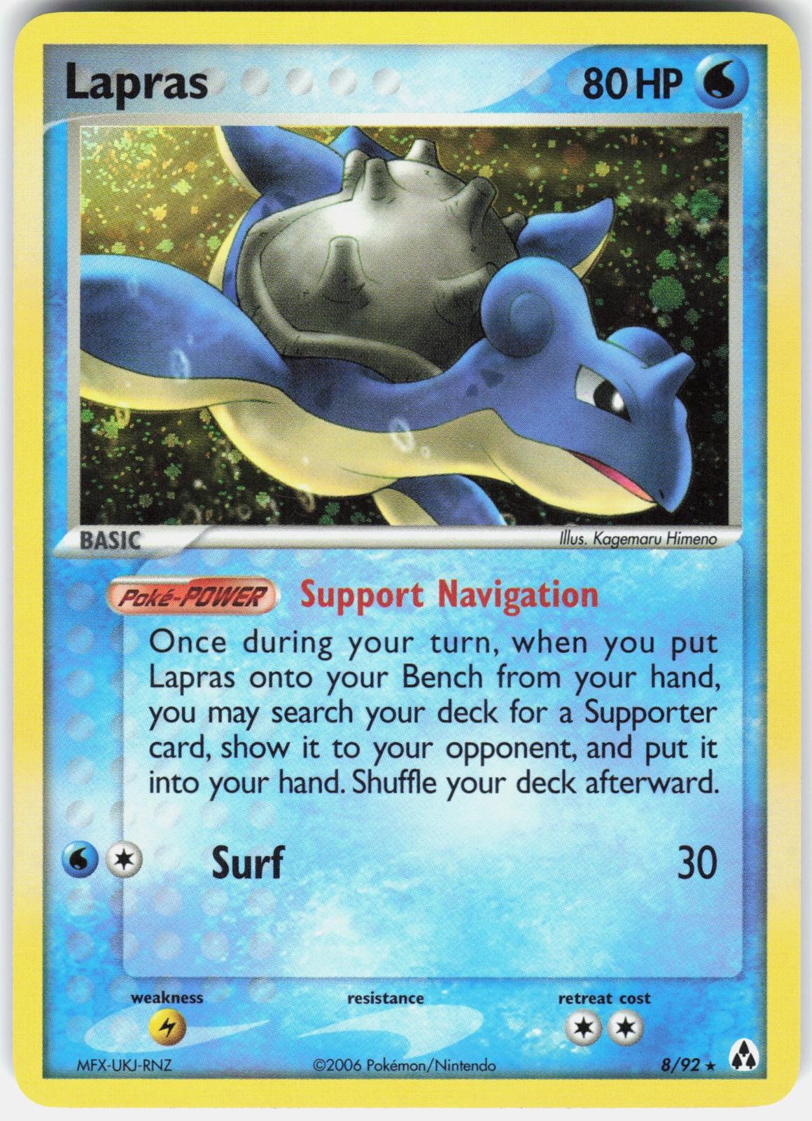 Pokemon Lapras 8/92 Holo Rare Legend Maker Pokemon Near Mint