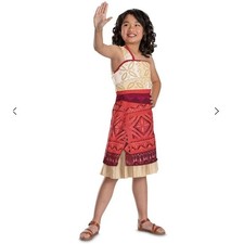 Disney Moana 2 Costume Girls Size Medium 7-8 Disguise Red Cream Dress Princess