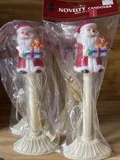 4 Vtg Christmas Santa Claus Electric Candolier Candle Blow plastic C7 1/2 light
