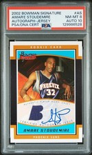 2002 BOWMAN SIG AUTO-JSY #AS AMARE STOUDEMIRE 6/999 PSA 8 AUTO 10