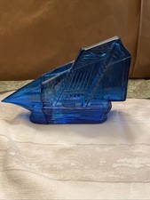 Vintage Avon Sailboat Schooner Cologne Bottle Decanter Blue (bottle only)