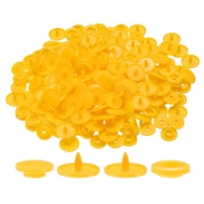 400 Set Plastic Snaps T5 Round Resin No-Sew Button Fasteners Kit, Dark Yellow