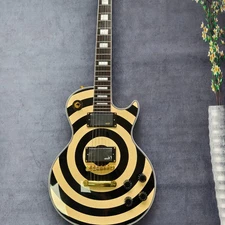 US LP Electric Guitar Bullseye Zakk Cream Yellow H-H Pickup Black Fretboard