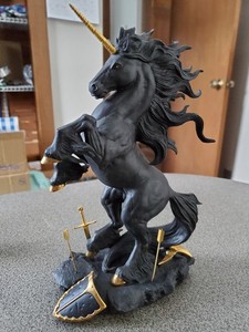 Franklin Mint "Dark Fury" Black Porcelain Unicorn - Pristine - PRICE REDUCED!