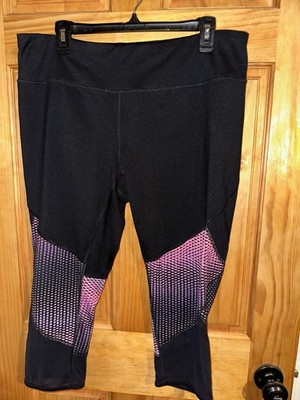 Tek Gear Drytek Womens Pants 1X Capri Plus Black Pink Pockets Lightweight Comfy