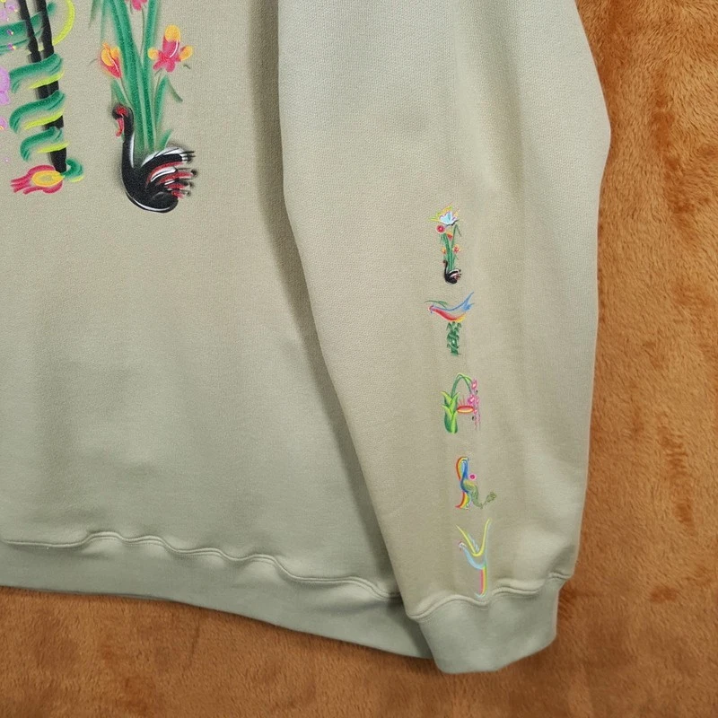 ЦЕРЕМОНИЯ ОТКРЫТИЯ большой Hi толстовка с капюшоном большой зеленый цветочный дракон искусства 100% хлопок $520 - Изображение 4 из 4