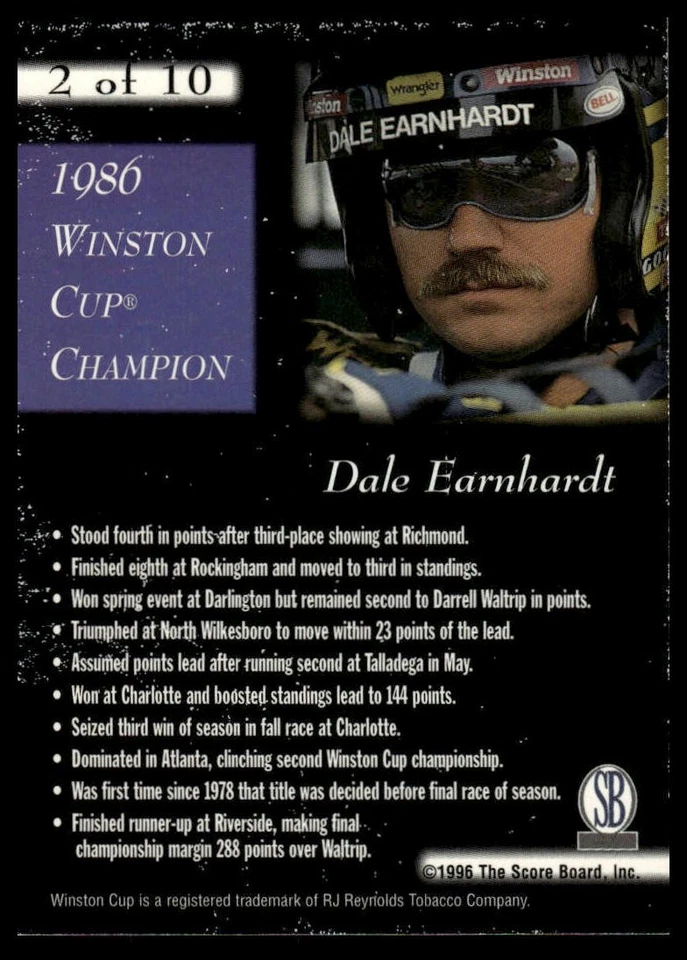 1996 Score Board Dale Earnhardt #2 Dale Earnhardt - Image 2 of 2