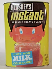 Vintage 1970s Hershey's Instant Real Chocolate Flavor Cocoa Powder Tin