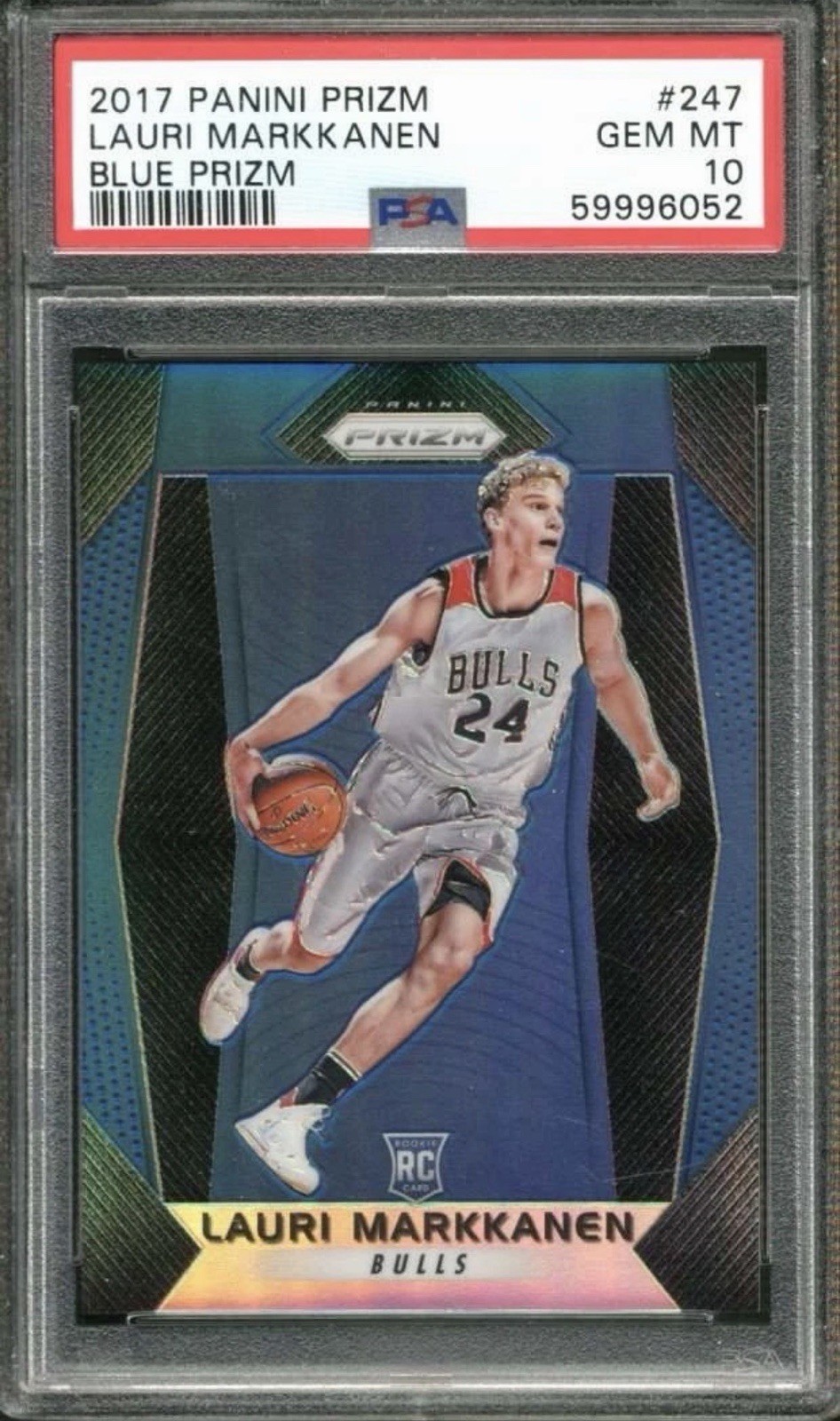 2017 Panini Prizm Lauri Markkanen Blue Prizm Rookie RC 52/199 PSA 10 Jazz