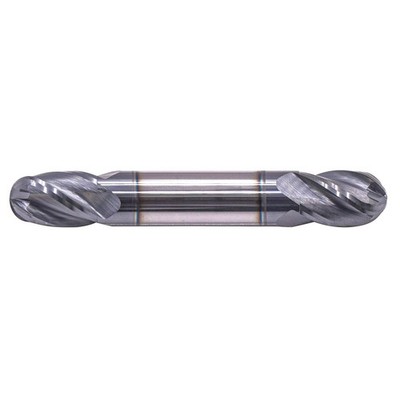 3/8'' Solid Carbide Ball Nose End Mill - Double End - AlTiN Coated, 4 Flute, 3...