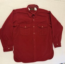 Vintage Eddie Bauer Men's XL Red Cotton Flannel Field Shirt Made in USA