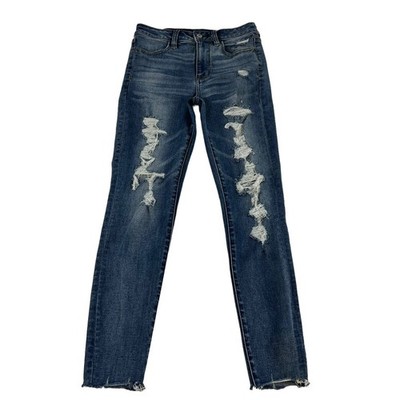 American Eagle Super Hi-Rise Jegging 4 Short Stretch Distressed Raw Hem