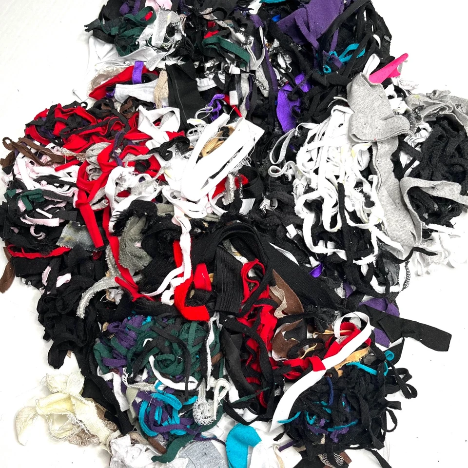 1# Tiny Fabric Scraps for Sewing Scrapbooking Crafts Fringe Strings Collage LOT - Image 2 of 4