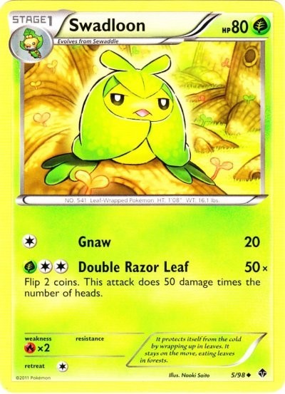 Swadloon - 5/98 - Uncommon LP, English Pokemon Emerging Powers