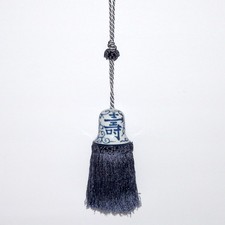 Tassel Ceramic blue white Chinese bell orname...