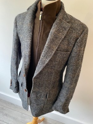 HARRIS TWEED mens BARUTTI COUNTRY GREY HERRINGBONE HACKING SPORTS JACKET 40''